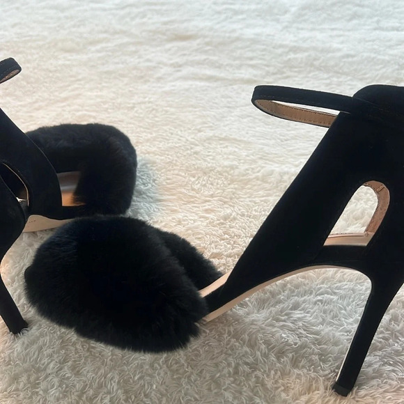 Antonio Melani Sz 8.5 Kayleigh Black Women Stiletto Fluffy Rabbit Fur Heels NWT - Picture 8 of 16